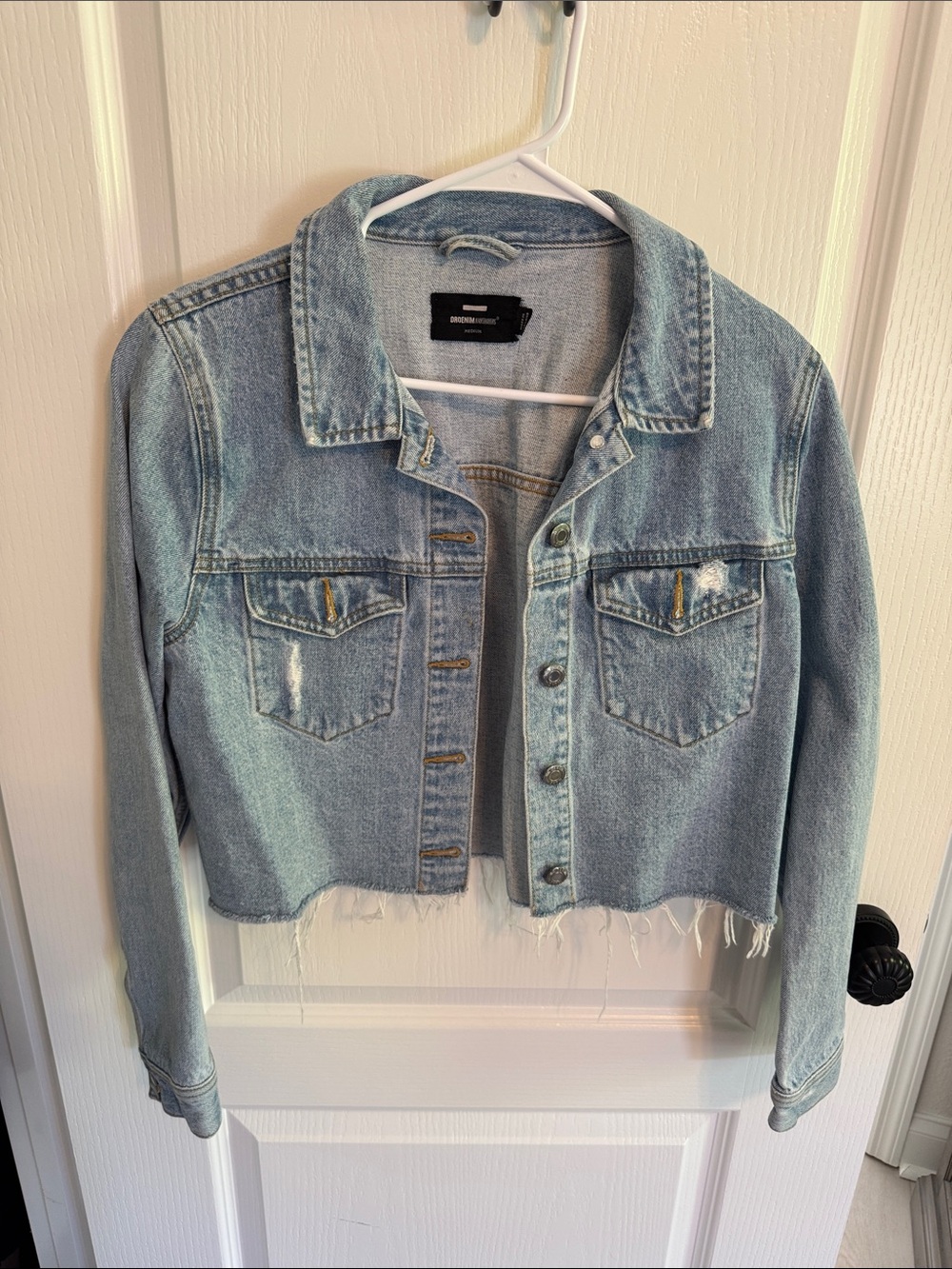 Cropped Light Blue Denim Jacket - Women's Jean Jacket
